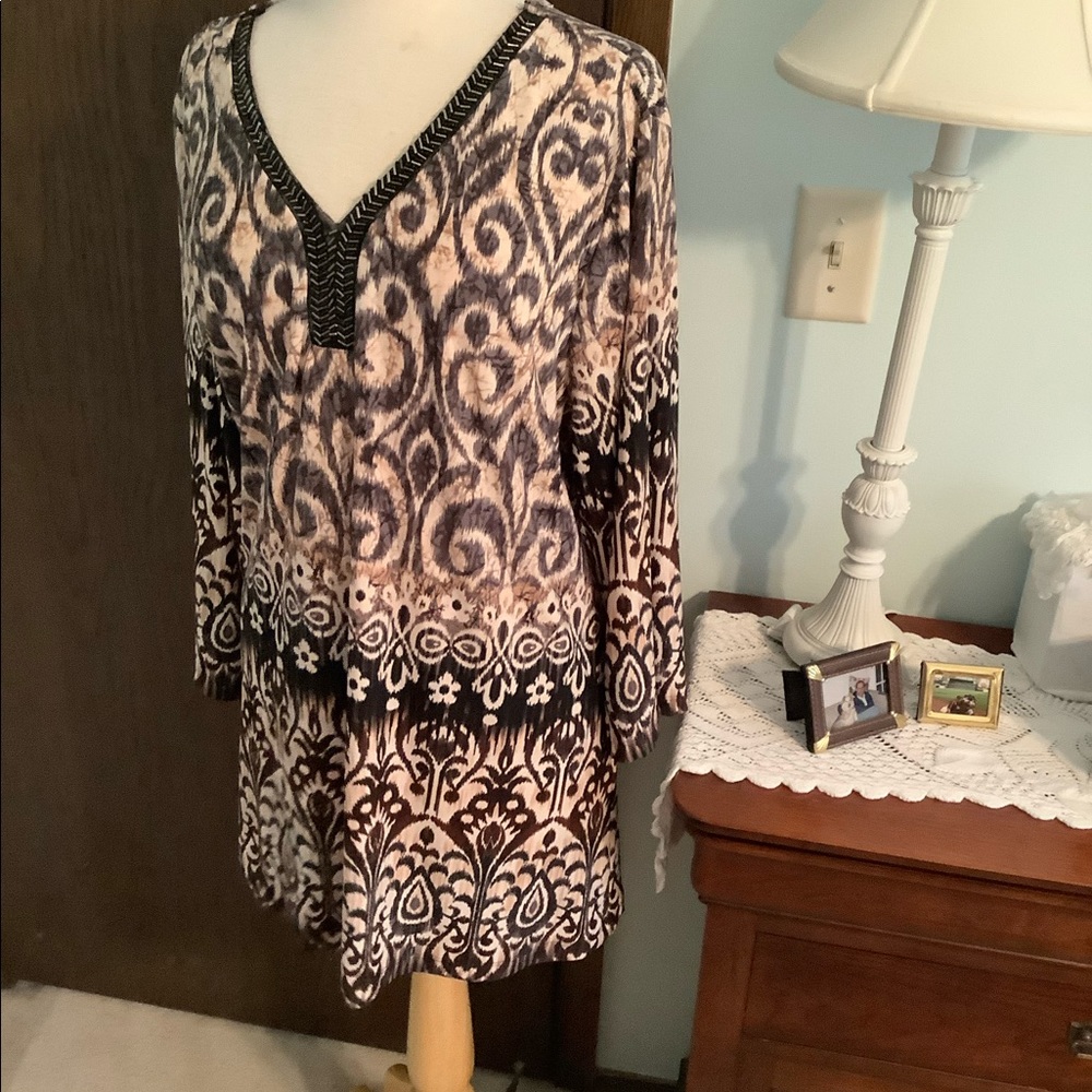 Long Print Tunic Top